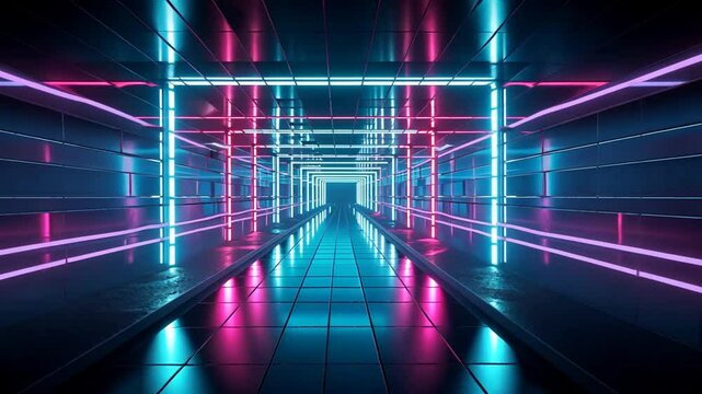 Neon-Korridor mit Lichtgitter