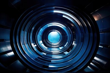 Obraz premium background blue train tracks in the subway tunnel