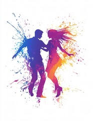 Naklejka premium Vibrant Dance Party Silhouette Colorful Image for Entertainment Concept
