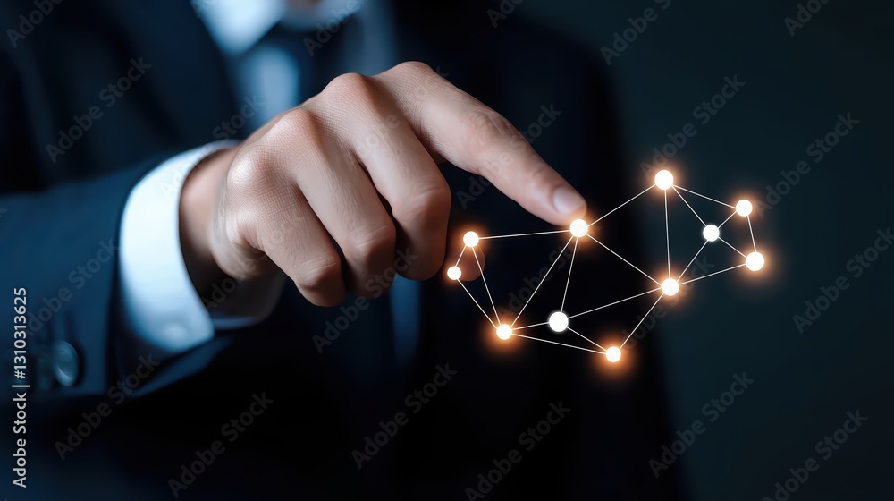 Poster global business connection concept in digital world using a network and a touchpoint interaction