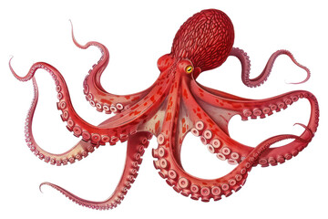 Obraz premium PNG Vibrant red octopus illustration