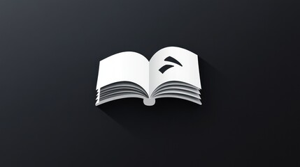 Open book icon, digital design, abstract background, education concept, graphic illustration