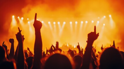 Fototapeta premium Enthusiastic Crowd Dancing Under Bright Lights at a Music Festival Stage