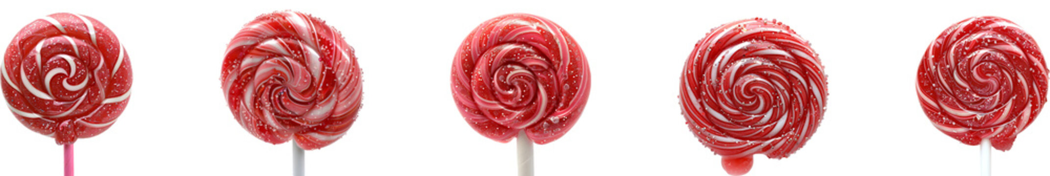 Red swill lollipop on transparent background collection set