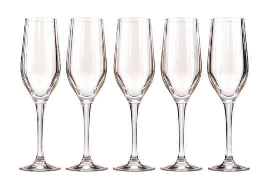 Elegant glassware set for celebration displays on a plain background