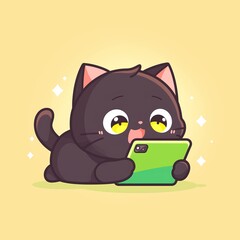 Cute Cat Playing Smartphone