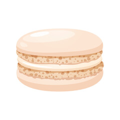 French macaron dessert with vanilla flavor isolated on white background.