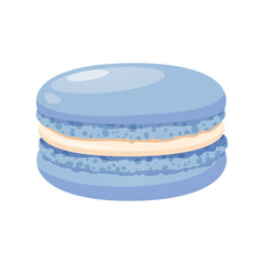 French macaron dessert with coconut flavor isolated on white background.