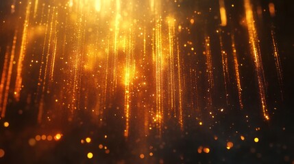Golden light streaks and sparkles on dark background.