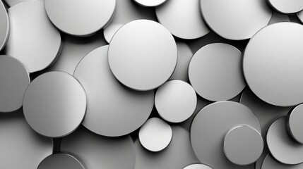 A visually striking abstract composition of varying sized metallic circles, perfect for backgrounds, branding, or design projects that focus on modernity and sophistication