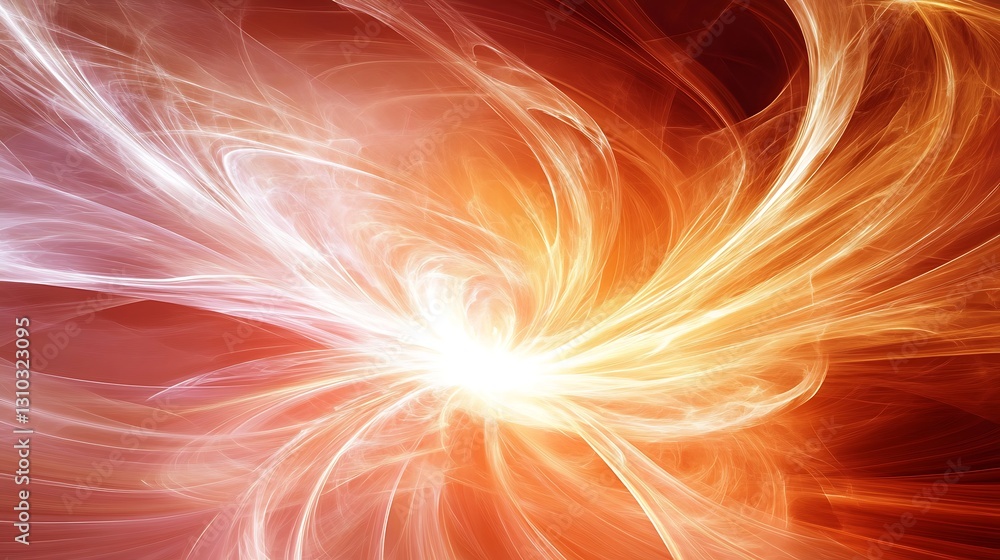 Poster dynamic light streaks in warm tones, creating an abstract firework