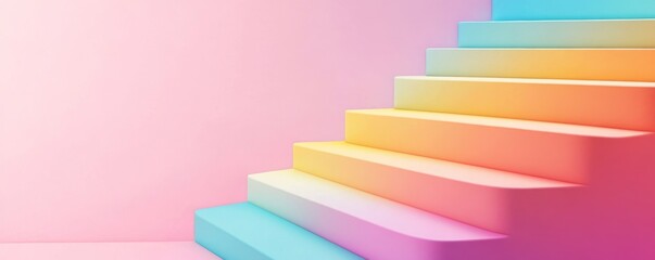 Colorful gradient stairs leading upward, symbolizing creativity and inspiration in design or art.