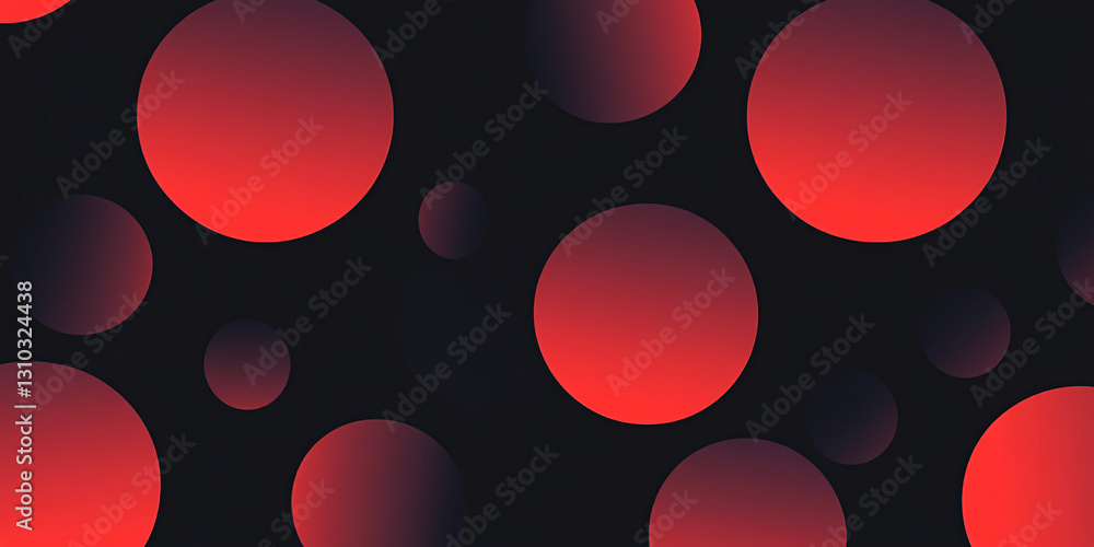 Poster abstract background of many red circles on a black background. circles of different sizes and halfto