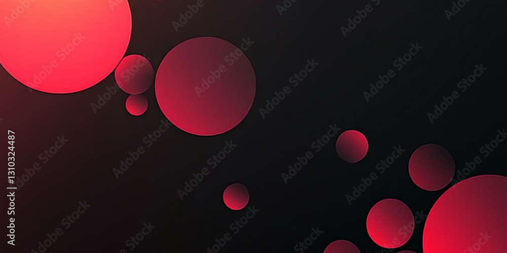 Aufkleber abstract background of many red circles on a black background. circles of different sizes and halfto