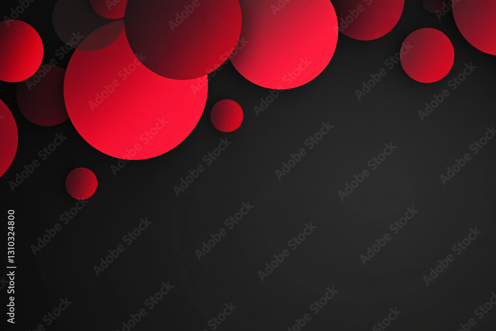 Aufkleber abstract background of many red circles on a black background. circles of different sizes and halfto