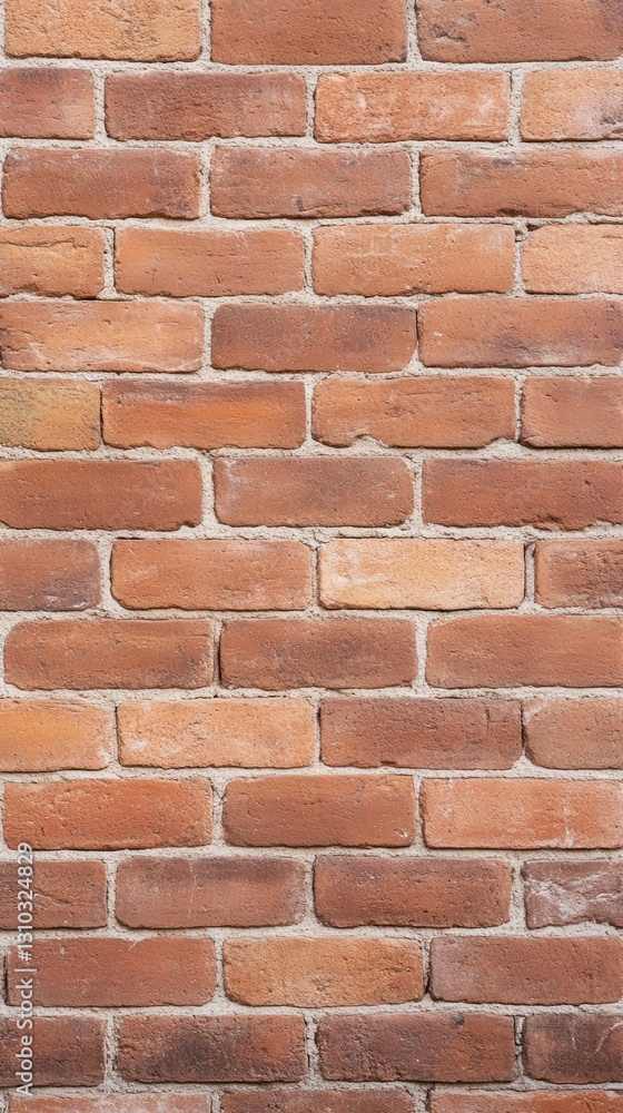 Poster a close-up view of a textured brick wall, featuring various shades of red and orange bricks arranged