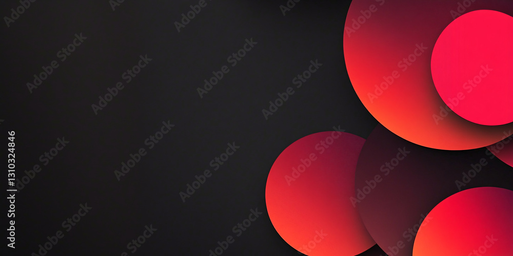 Poster abstract background of many red circles on a black background. circles of different sizes and halfto