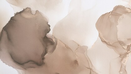 Light, dusty soft pastel color shades. Brown, sepia, beige, nude, gray, and white abstract watercolor pattern. Elegant art background. Paper brush stain splash. Blank template design.