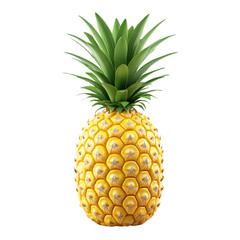 Fototapeta premium Ripe Pineapple With Green Crown on Transparent Background, PNG