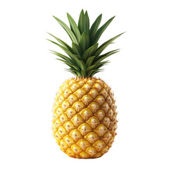Fototapeta premium Ripe Pineapple With Green Leaves On Transparent Background, PNG