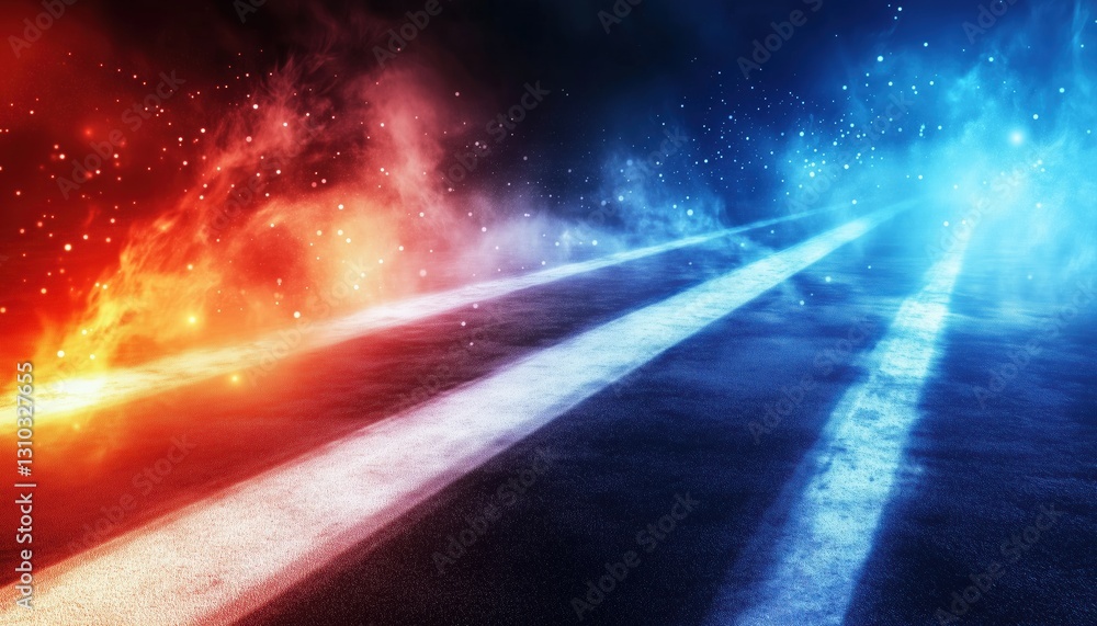 Poster vibrant sports wallpaper featuring dynamic movement and dust clouds in bright diagonal patterns, ide
