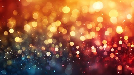 Abstract Festive Background With Golden And Red Lights