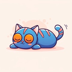 Cute Cat Sleeping Cartoon Illustration