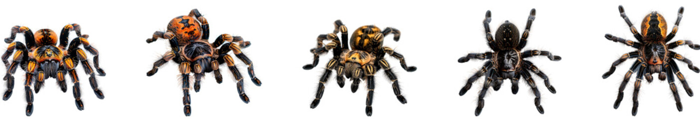 Spider on transparent background collection set