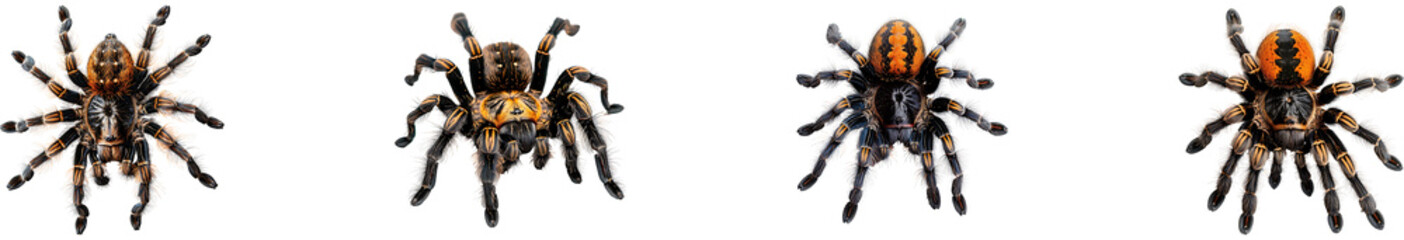 Spider on transparent background collection set