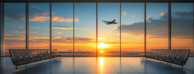 Sunset airport waiting area