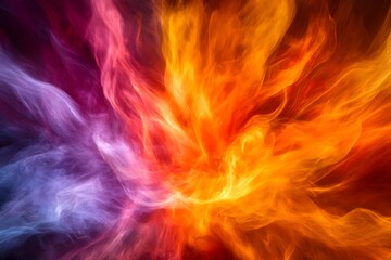 Fototapeta premium Vibrant fractal render of luminous energy waves, fiery plasma effect