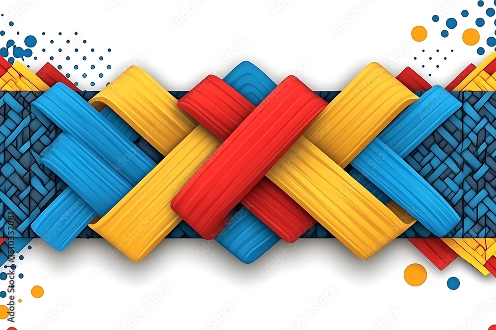 Poster vivid 3d ribbons interwoven in a dynamic abstract configuration