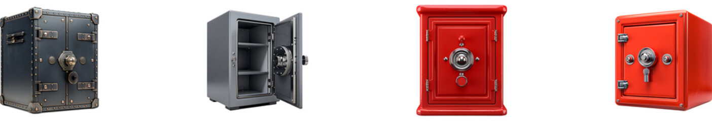 Obraz premium Security safe locker on transparent background collection set