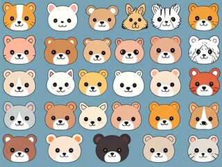cartoon animal head icons