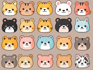 set of funny animals