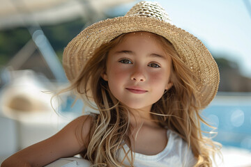 Cute kid enjoying summer holidays vacation and weekend generative AI