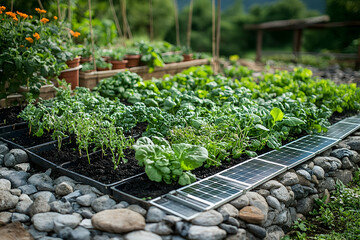 Urban garden with solar panels