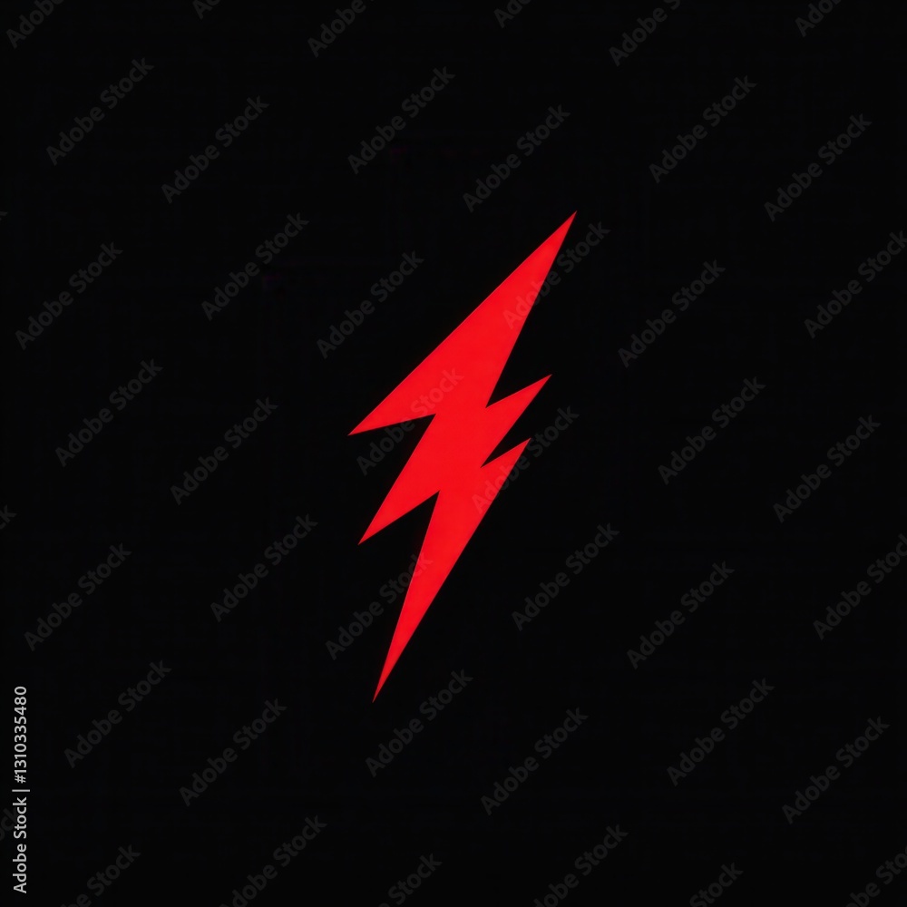 Poster bold minimalist icon featuring a red lightning bolt against a black background for striking visual c