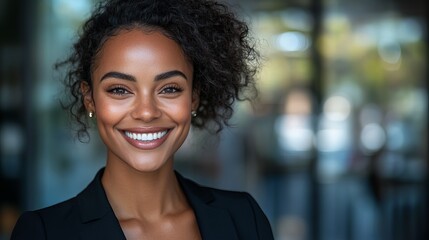 Fototapeta premium Portrait of a Successful Businesswoman Inside a Modern Office – Confidence, Leadership, and Professionalism in a Corporate Setting