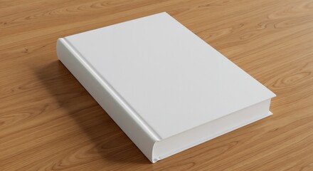 Fototapeta premium Blank book mockup on wooden table for cover design and publishing