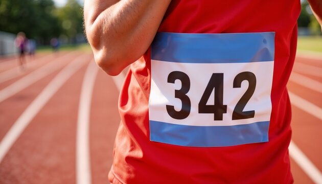 Runner wearing bib number 342 on athletic track