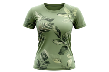Green shirt featuring tropical leaf designs, perfect for casual outings and summer activities