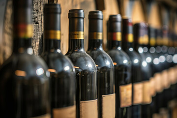 Generative AI image sommelier pouring wine into glasses during formal tasting event in luxurious restaurant wine storage winery