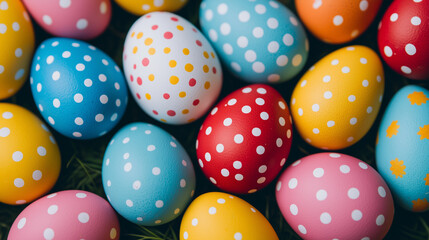 Obraz premium Colorful Polka Dot Easter Eggs