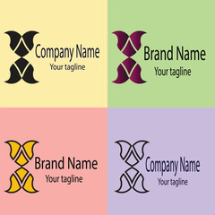 Excellent logo design with different designs of the same shape For business company. Color editable.