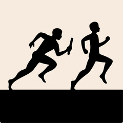 Relay with Two People Passing Baton icon flat vector design.