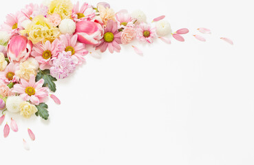 frame of flowers on white background