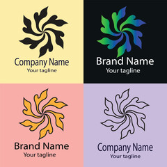 Excellent logo design with different designs of the same shape For business company. Color editable.