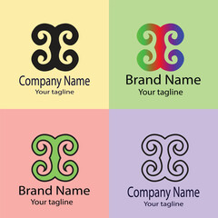 Excellent logo design with different designs of the same shape For business company. Color editable.