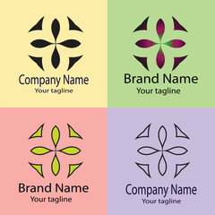 Excellent logo design with different designs of the same shape For business company. Color editable.